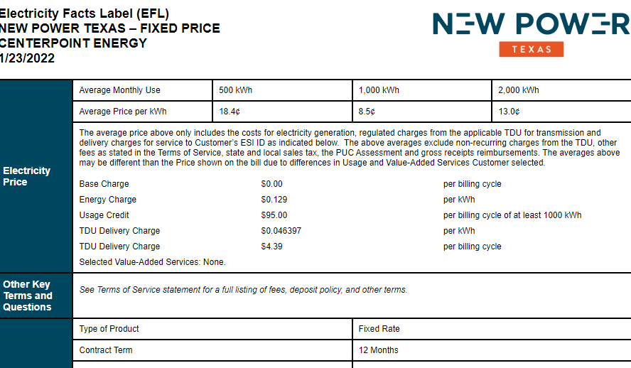 Bill Credit Plan EFL