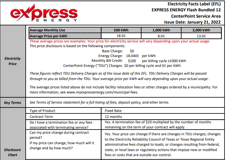 Express Energy Bundled Plan