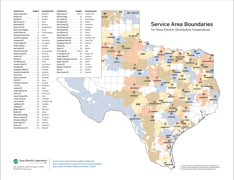 Map of Electrical Providers in Texas Vault Electricity