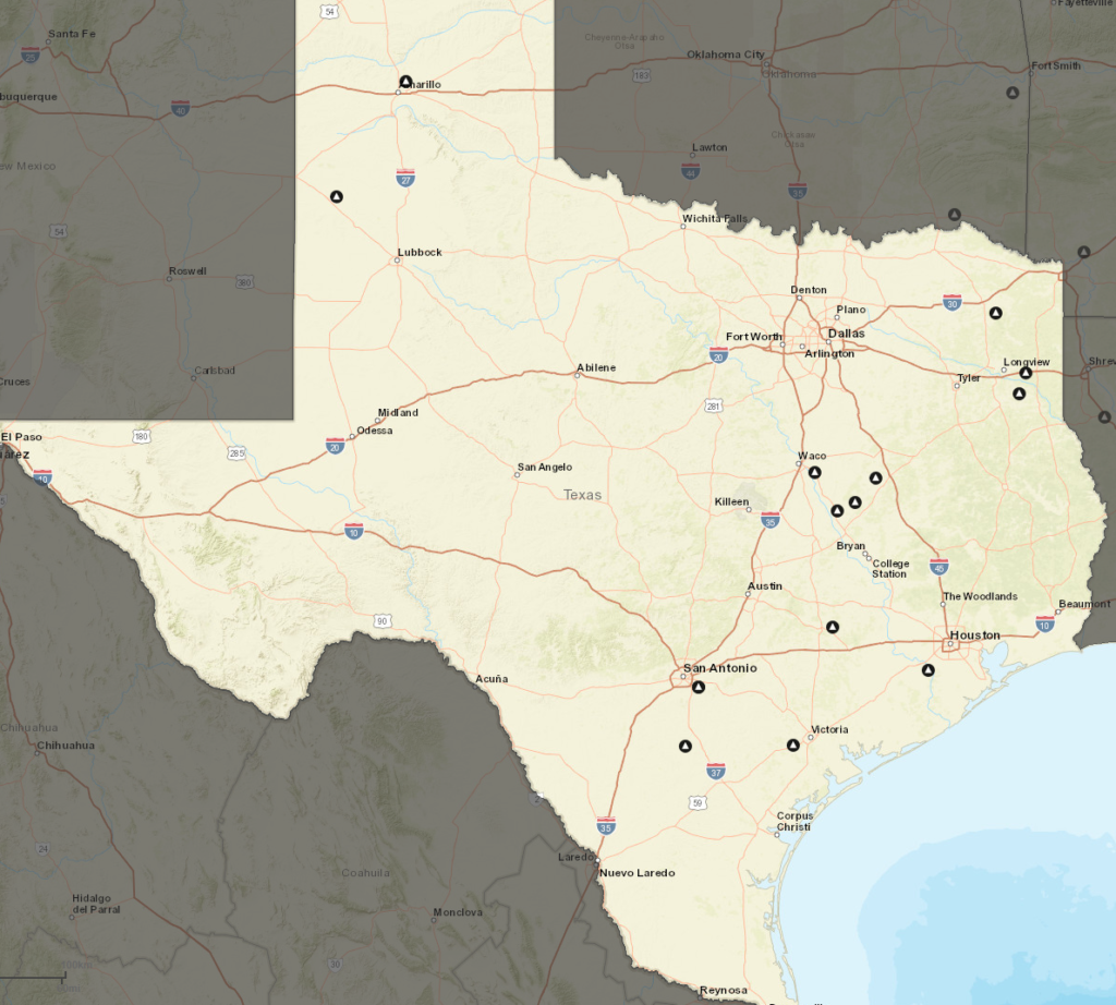 Map of Texas Coal Power Plants