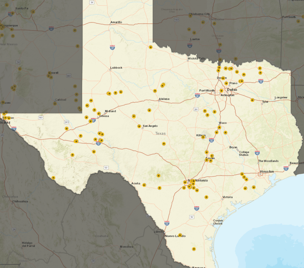 Map of Texas Solar Farms