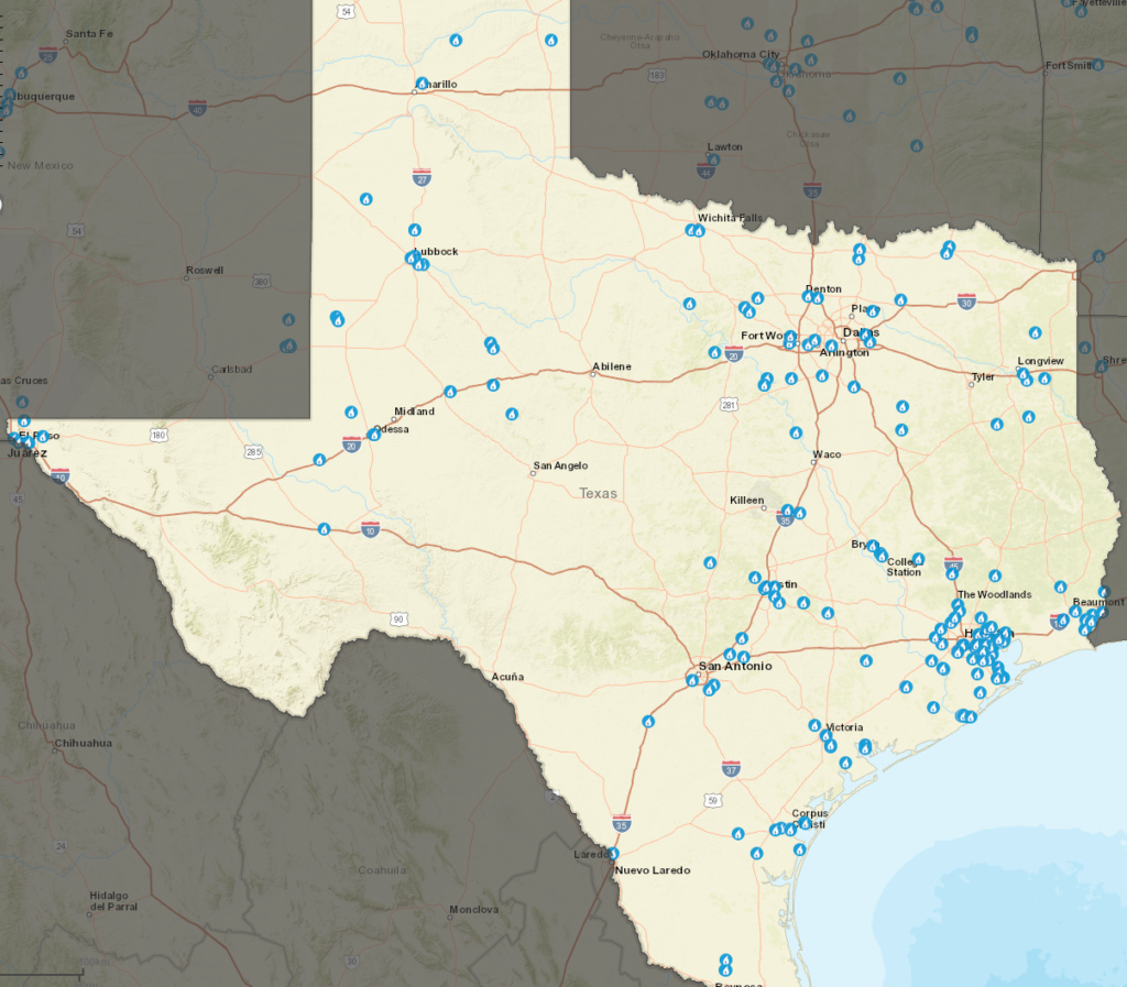 Map of Texas Natural Gas Power Plants