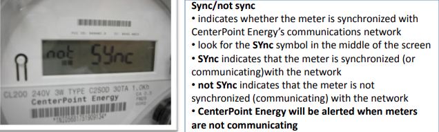 CenterPoint electric meter sync