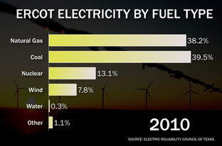 TX Electricity by Source, 2010